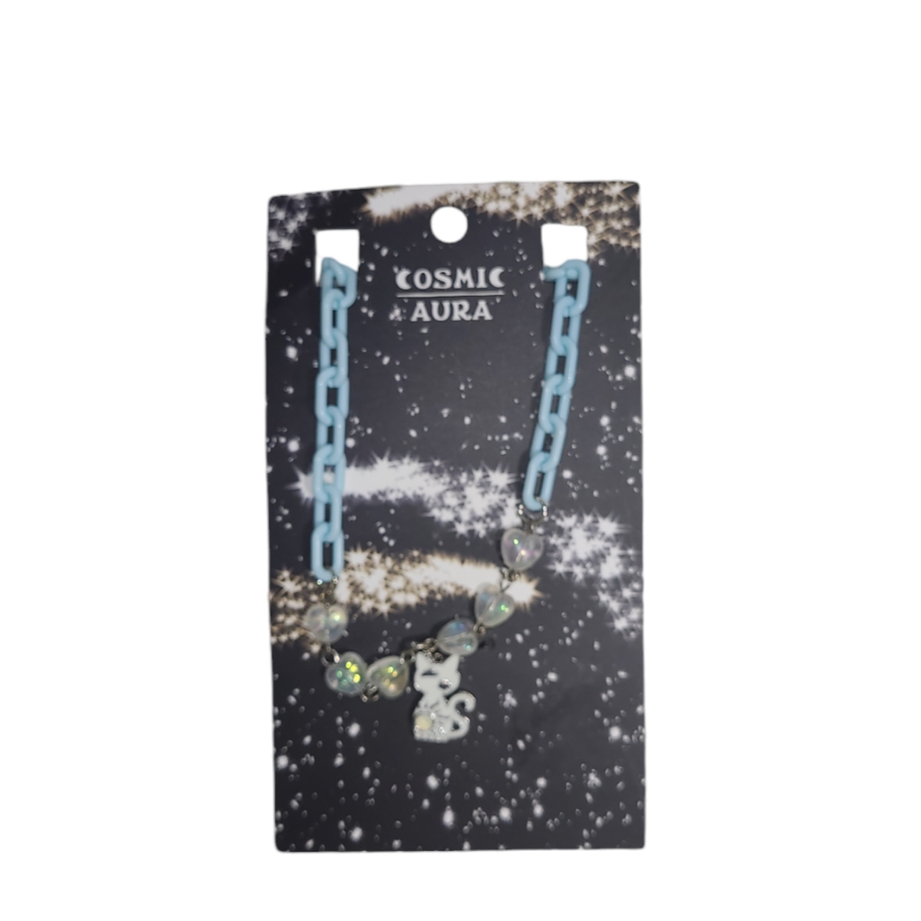 Celestial Cat Baby Blue Chain Necklace Cosmic Aura Adjustable - Hot Topic - New 12$